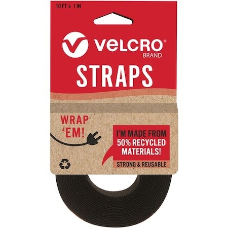 Velcro Brand Strap, Adjustable, Reusable, Recycled, 1inx10ft VEK30188
